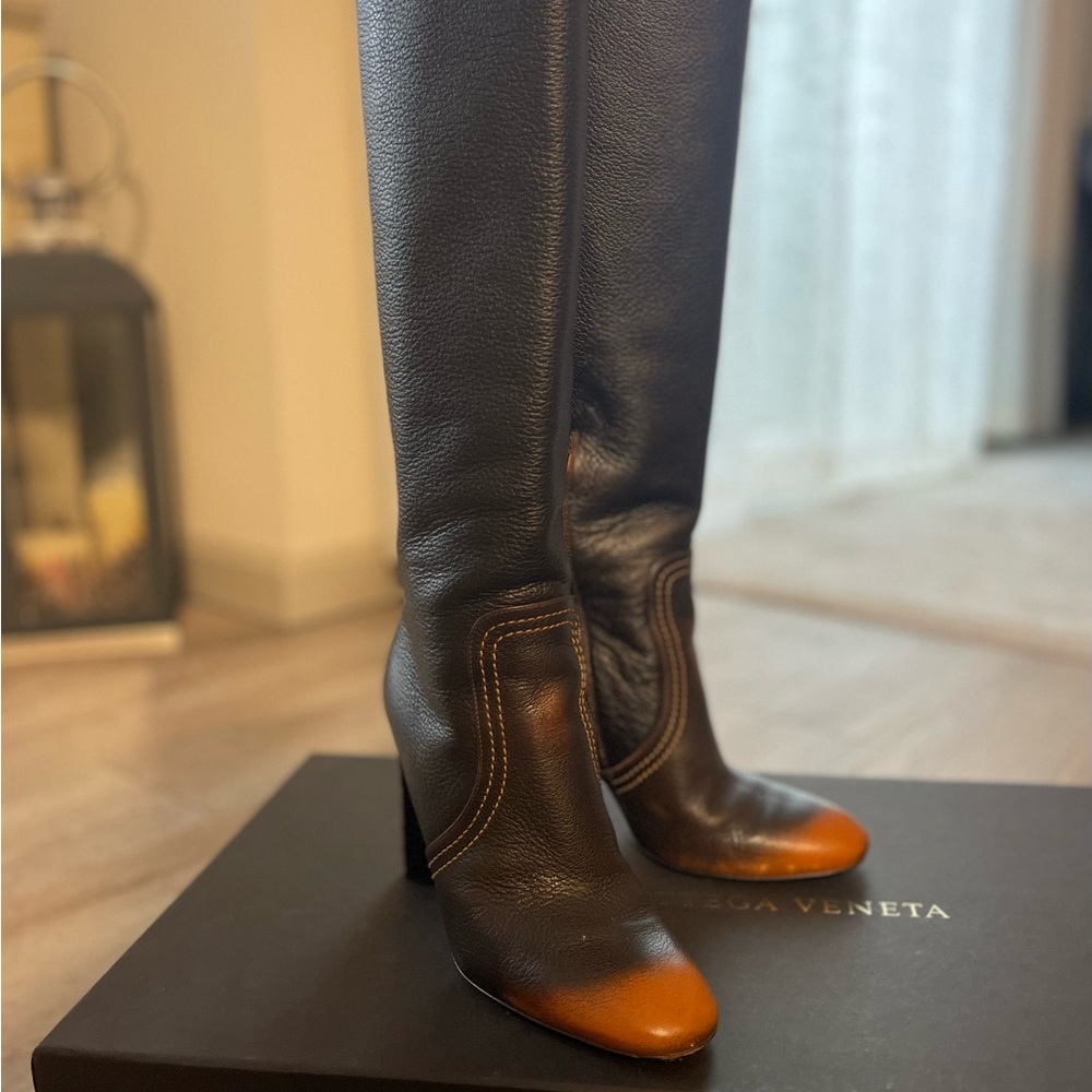 Bottega Veneta Brown and Copper Heeled Boots